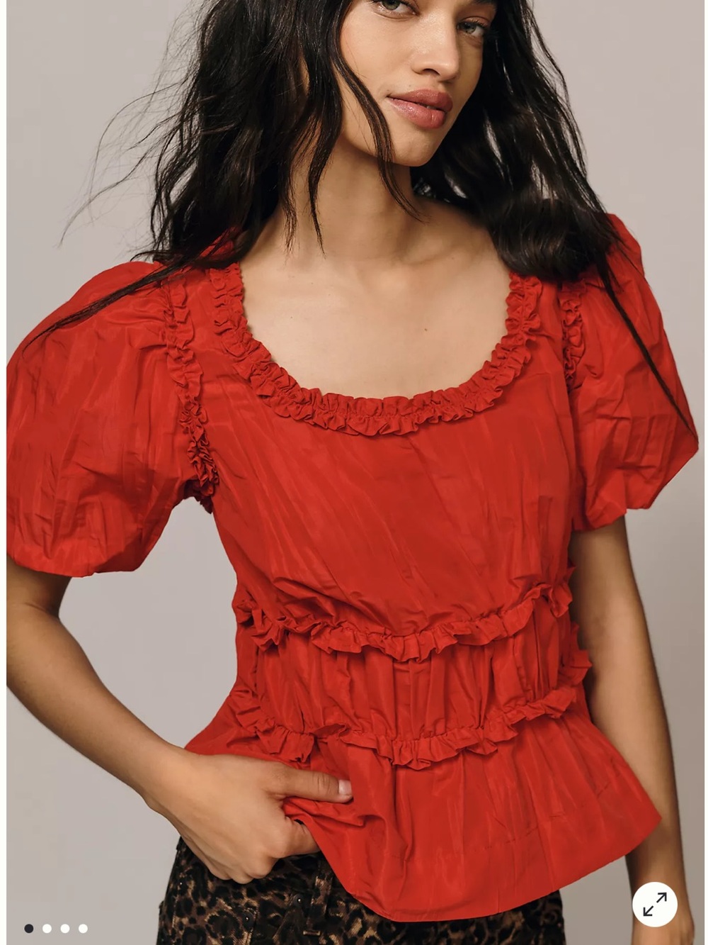 NWT Damson Madder Everly Ruffle Blouse Red Taffeta Size 4